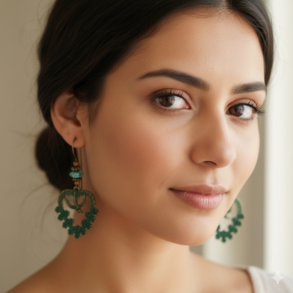 Turquoise Patina Bird Earrings